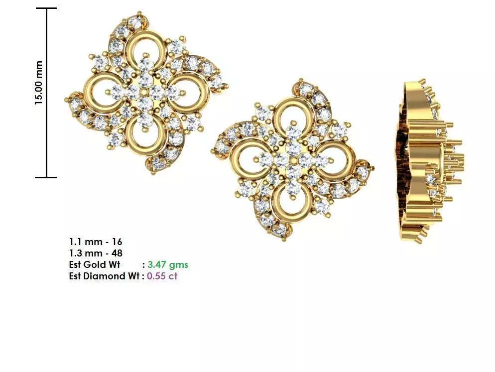 Women Earrings MTL MGX STL OBJ FBX Details 3D print model_0