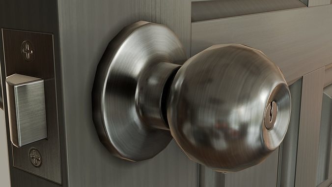 Wooden gray door Low-poly 3D model 7