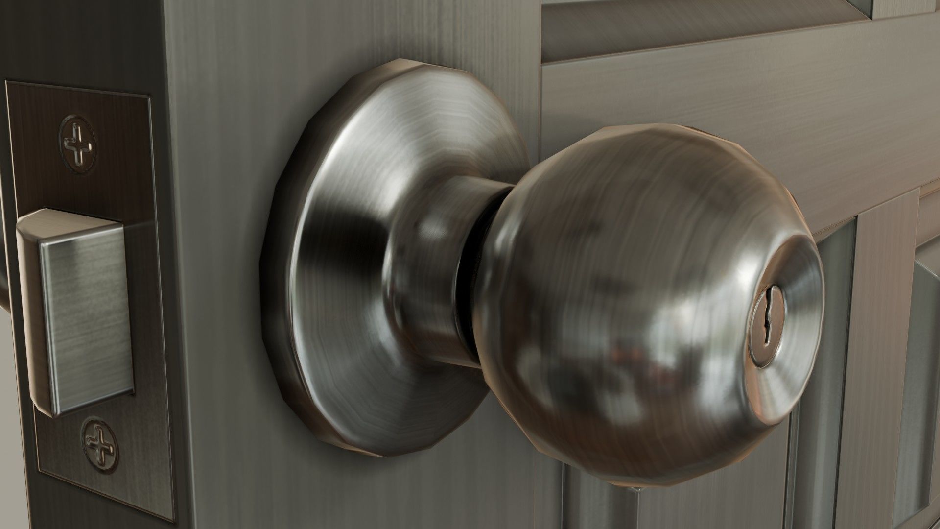 Wooden gray door Free low-poly 3D model_7