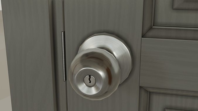 Wooden gray door Low-poly 3D model 4