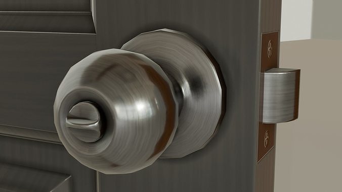 Wooden gray door Low-poly 3D model 6