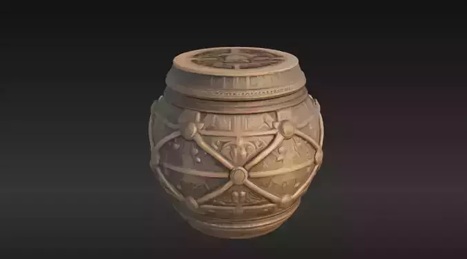 Ancient Wooden Barrel 2 - 3D Model