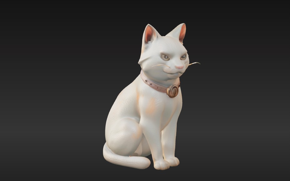 Ancient Cat Statue Low-poly 3D model_5