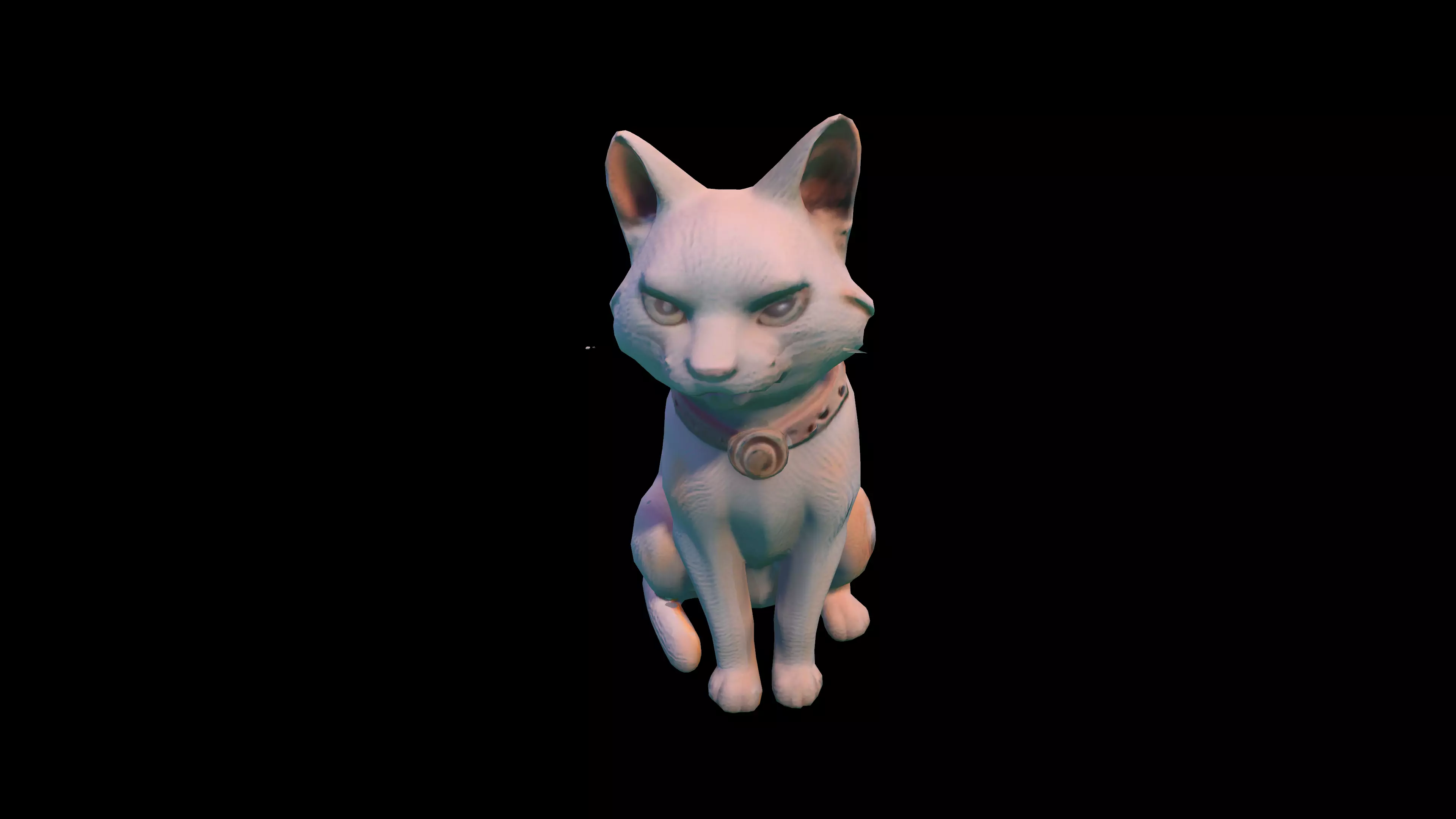 Ancient Cat Statue Low-poly 3D model_0