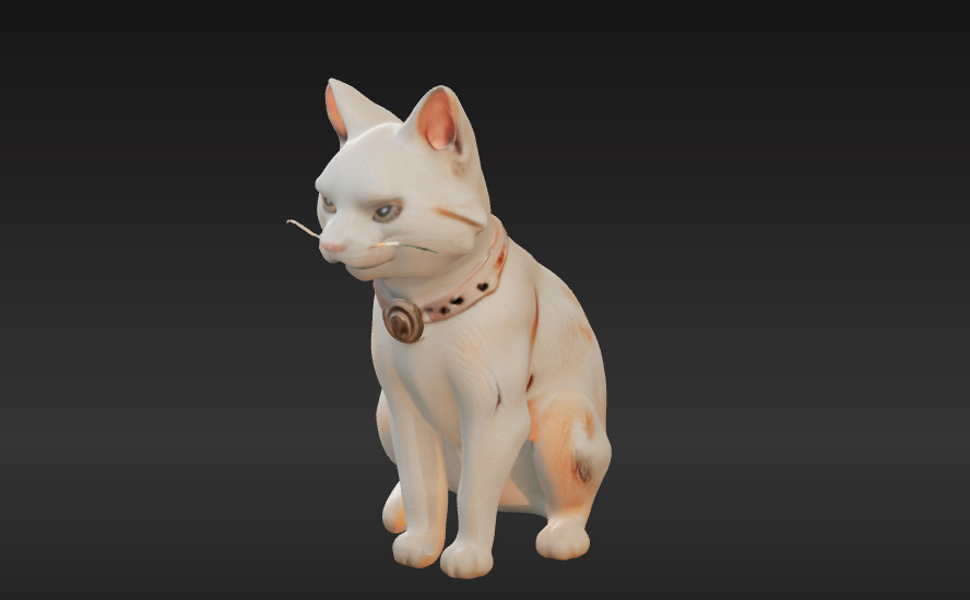 Ancient Cat Statue Low-poly 3D model_3