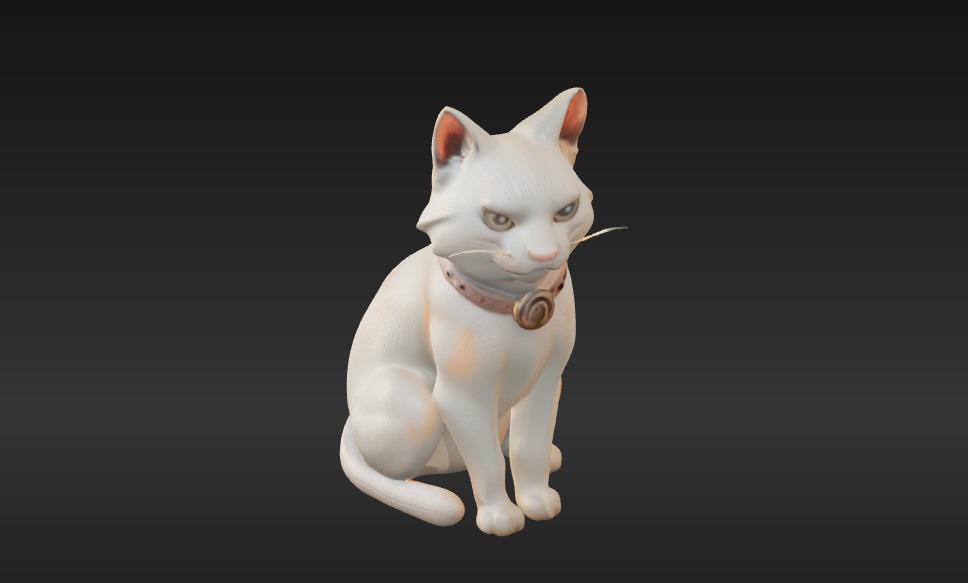 Ancient Cat Statue Low-poly 3D model_2