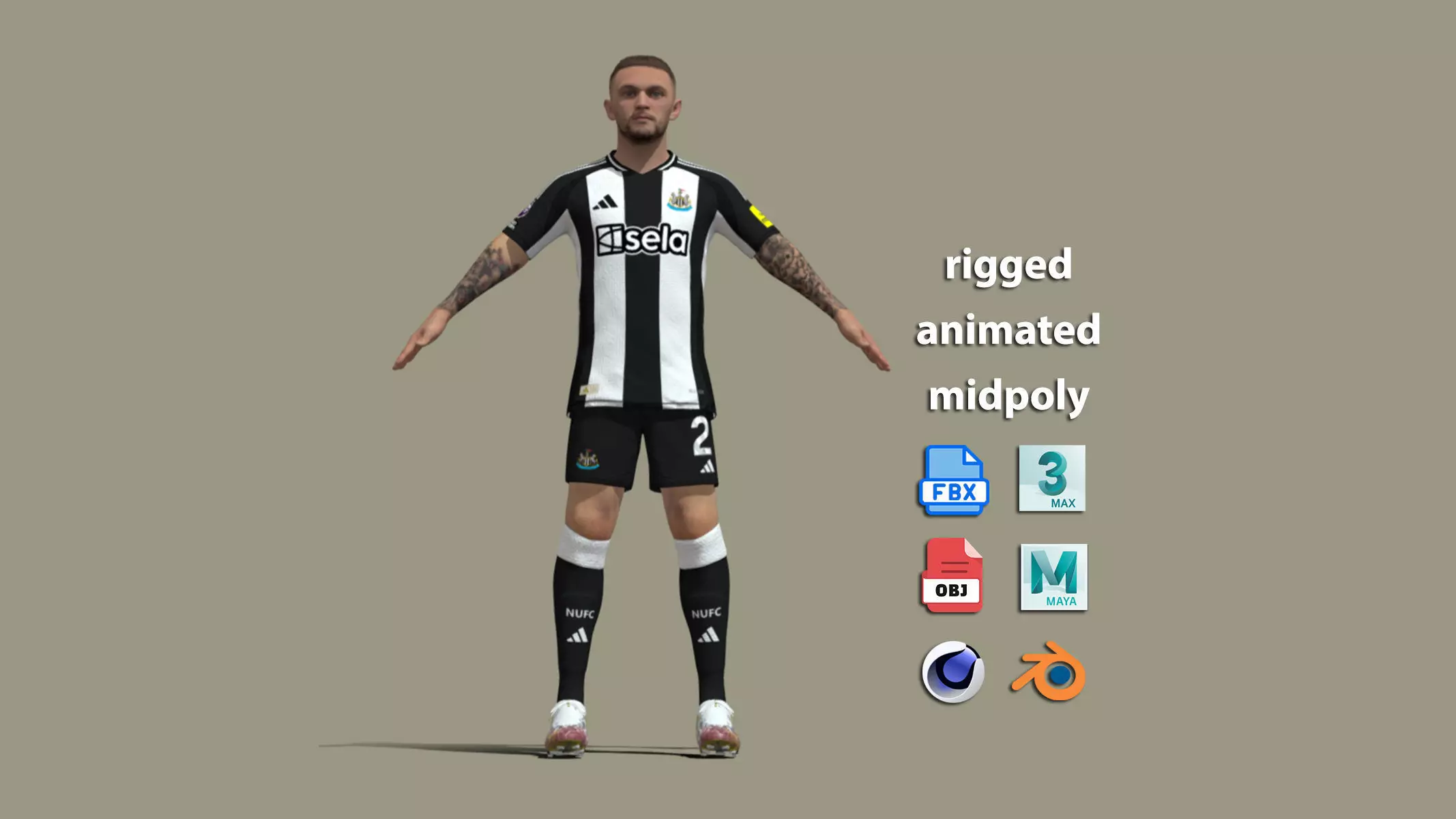 T-Pose Rigged Kieran Trippier Newcastle 24-25 3D model_0