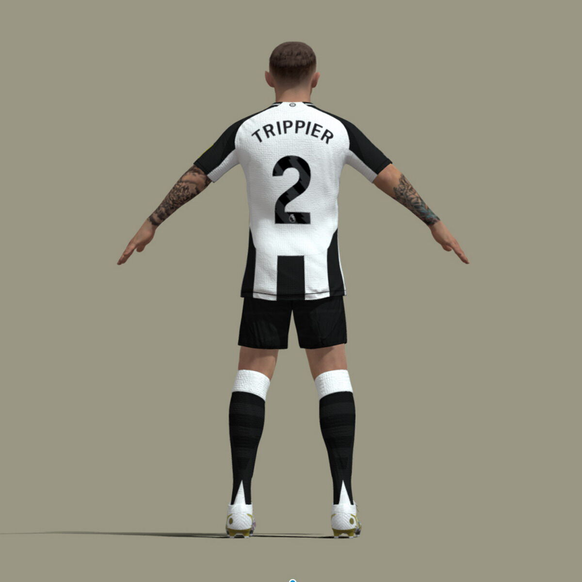 T-Pose Rigged Kieran Trippier Newcastle 24-25 3D model_3