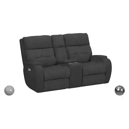 Transitional Dual Power Reclining Loveseat  Storage Console 