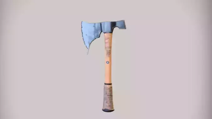 Wooden handled metal axe