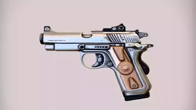realistic silver handgun