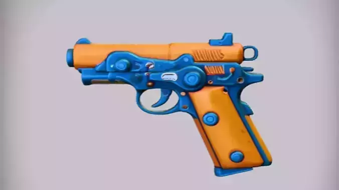 pistol with orange accents 