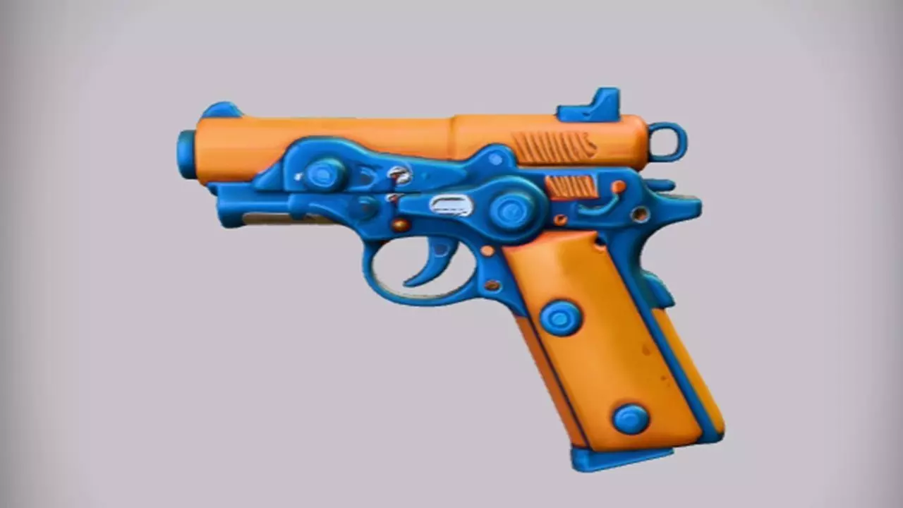 pistol with orange accents 3D model_0