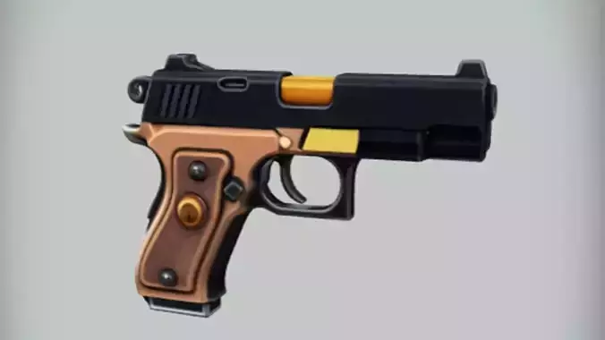 handgun illustration 3D Game Ready Model