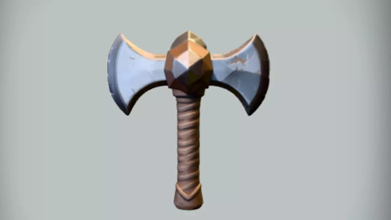 Double headed battle axe 3D model_0