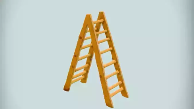 wooden stepladder 3D Game Ready Model