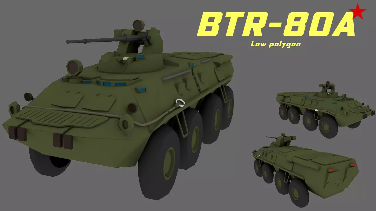 BTR-80A Low-poly 3D model_0