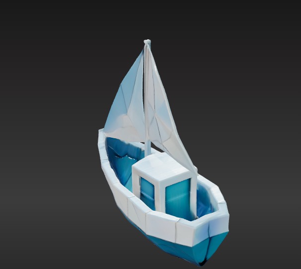 Low-Poly Boat Low-poly 3D model_4