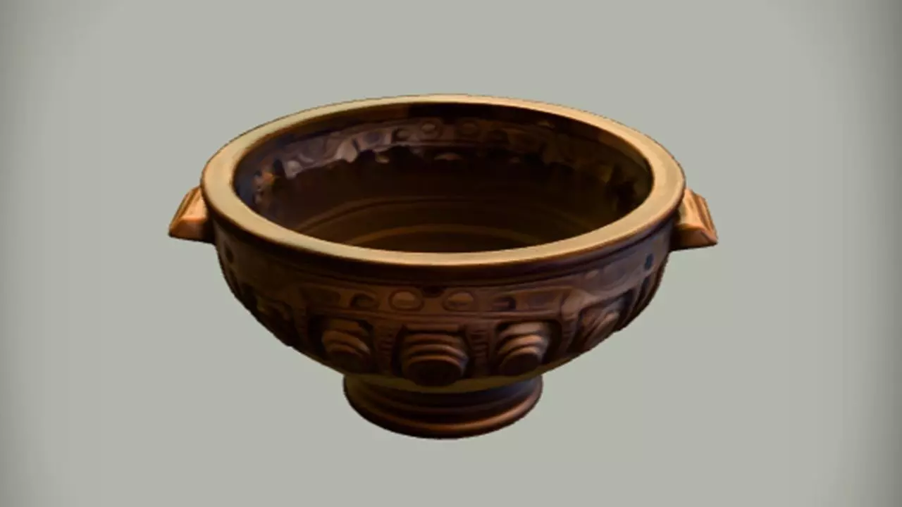 intricately carved wooden bowl 3D model_0