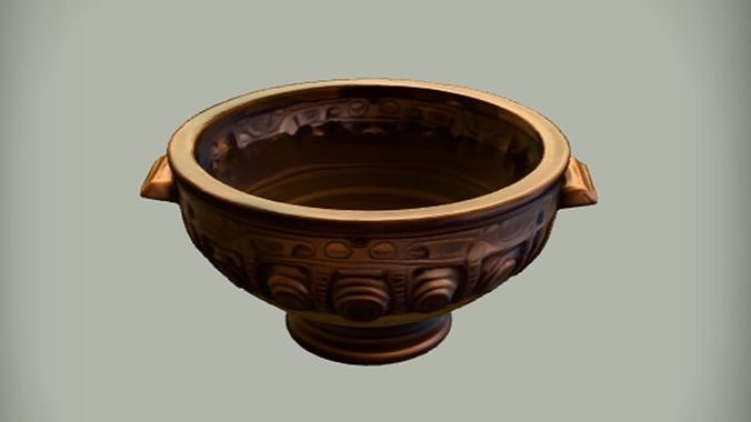 intricately carved wooden bowl 3D model