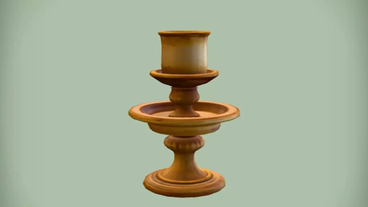 golden candle holder 3D model_0