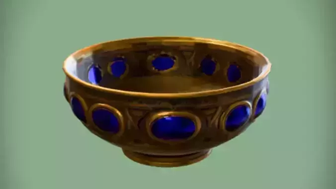 Decorative metal bowl with blue stones