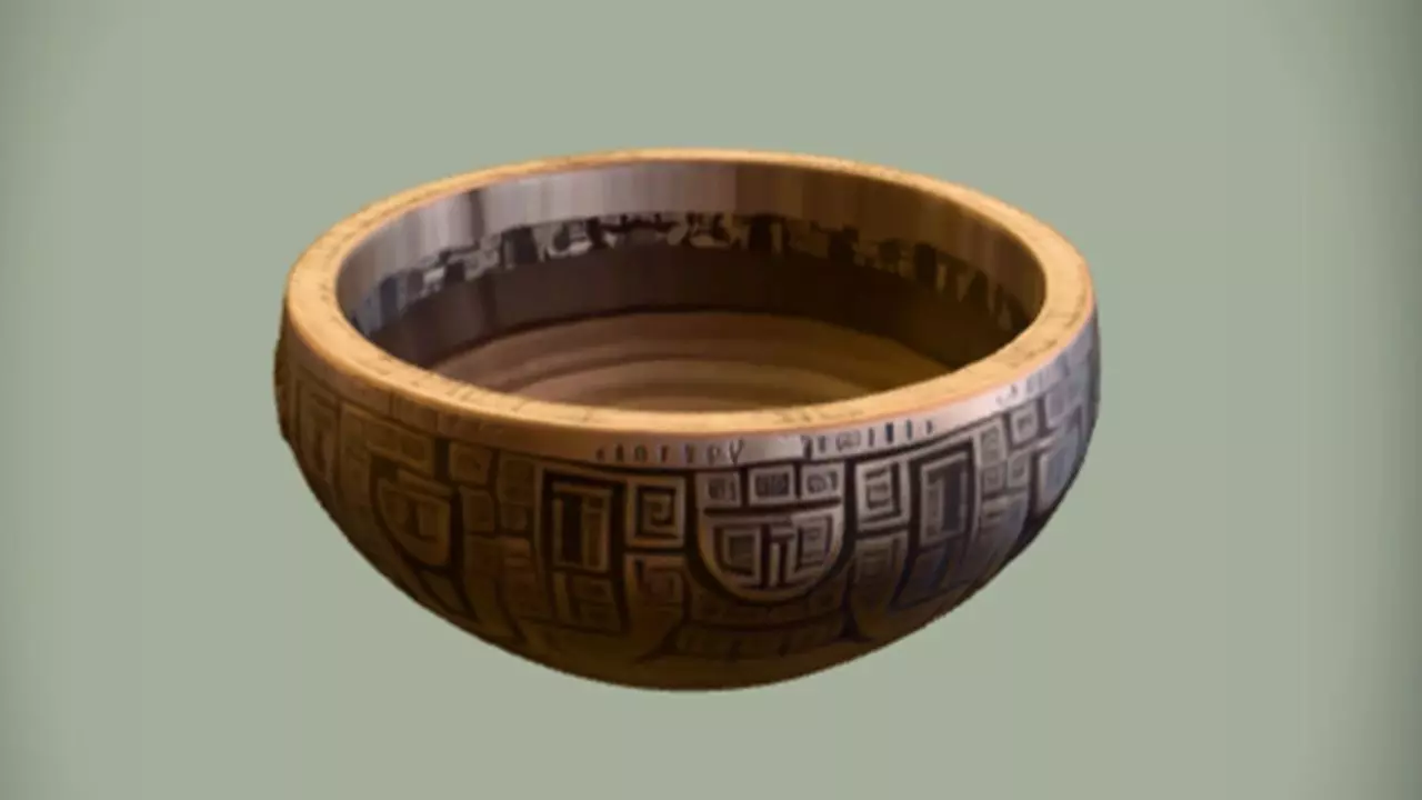 ancient carved ceremonial bowl 3D model_0