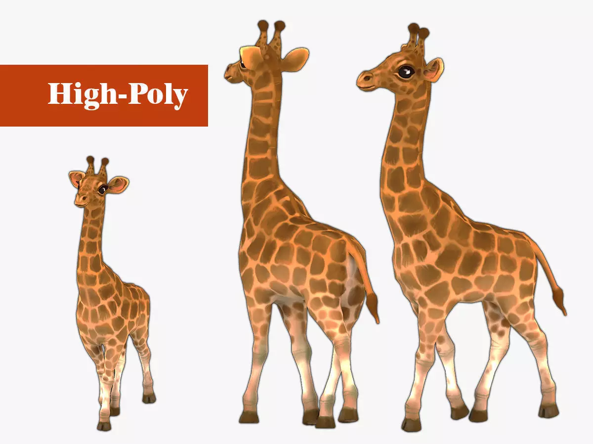giraffe rig high-poly textured  3D model_0
