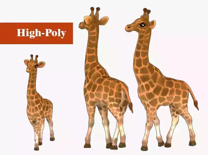 giraffe rig high-poly textured  3D model