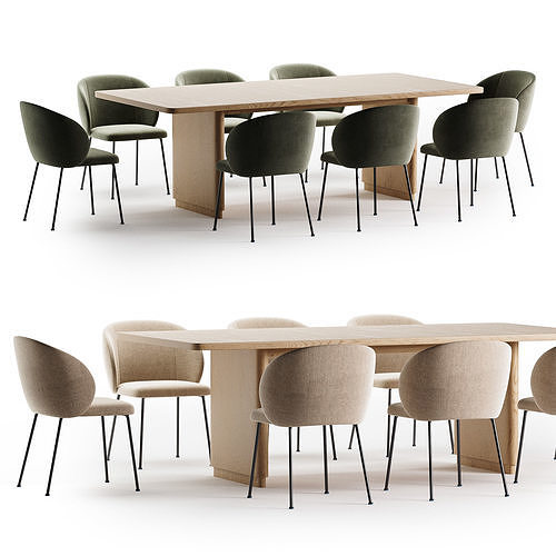minna chair rina table 3D model 2
