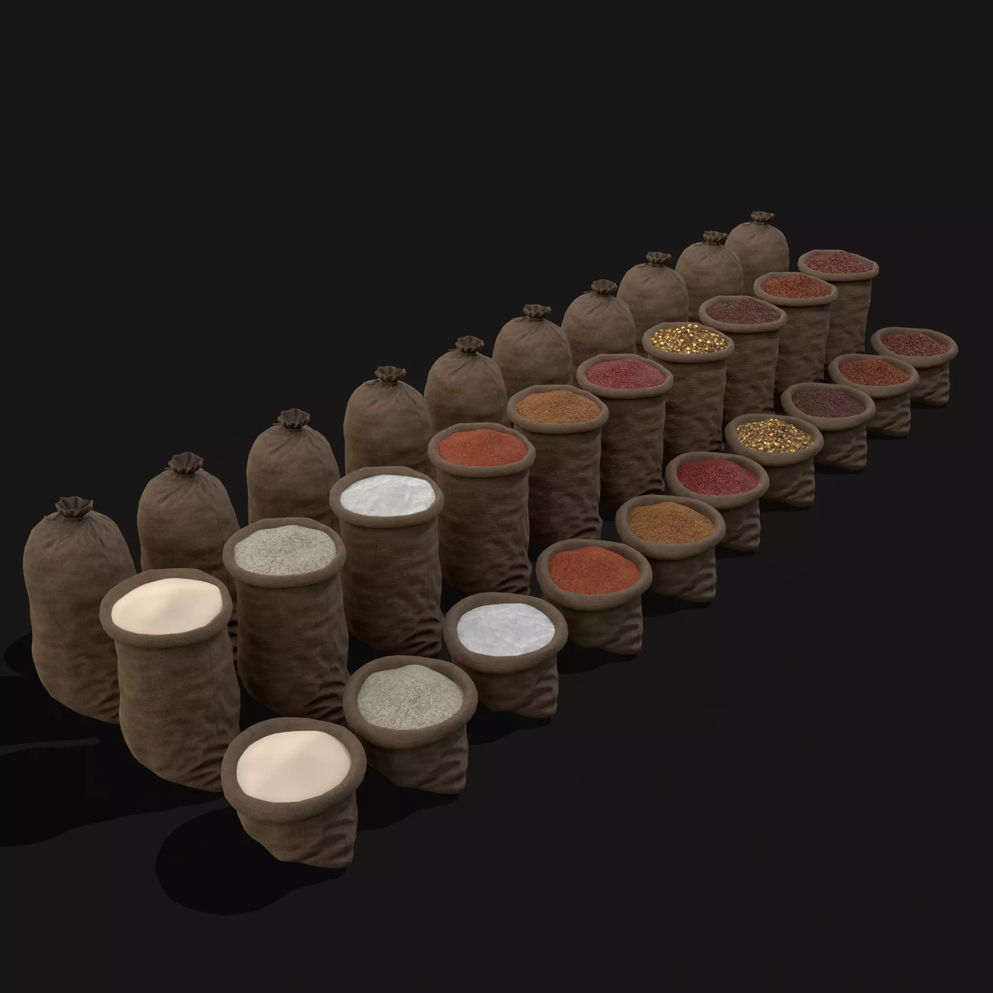Sacks of Goods Low-poly 3D model