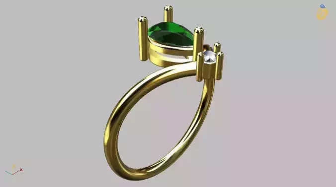 Emerald Drop Diamond Ring