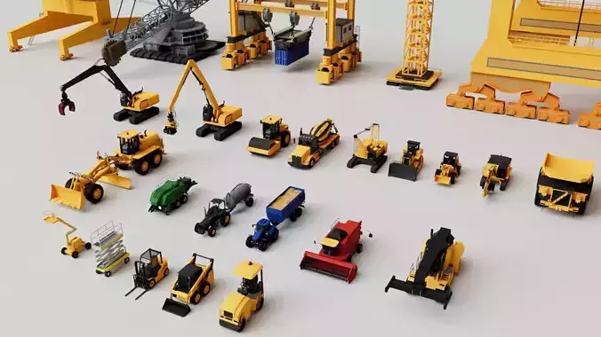 25 Heavy Industrial Machinery Transport Collection Pack 3D model
