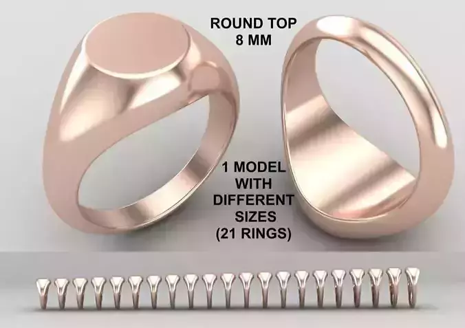 signet Ring Base 8mm top in All sizes 152-MWC