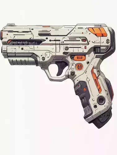 Futuristic Laser Pistol - Low Poly 3D Model for Sci-Fi Games