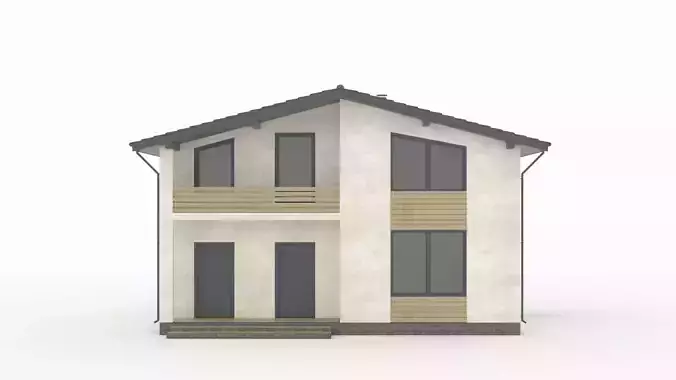 A modern residential house with a slanted roof