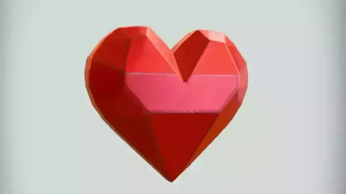 Low Poly geometric 3D heart shape
