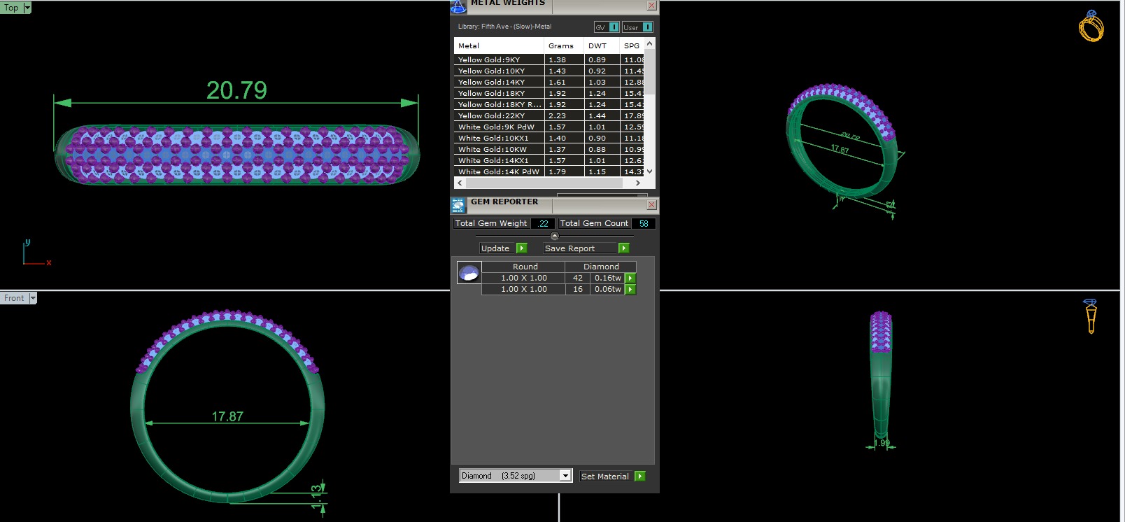 Diamond Band Ring 3D print model_3