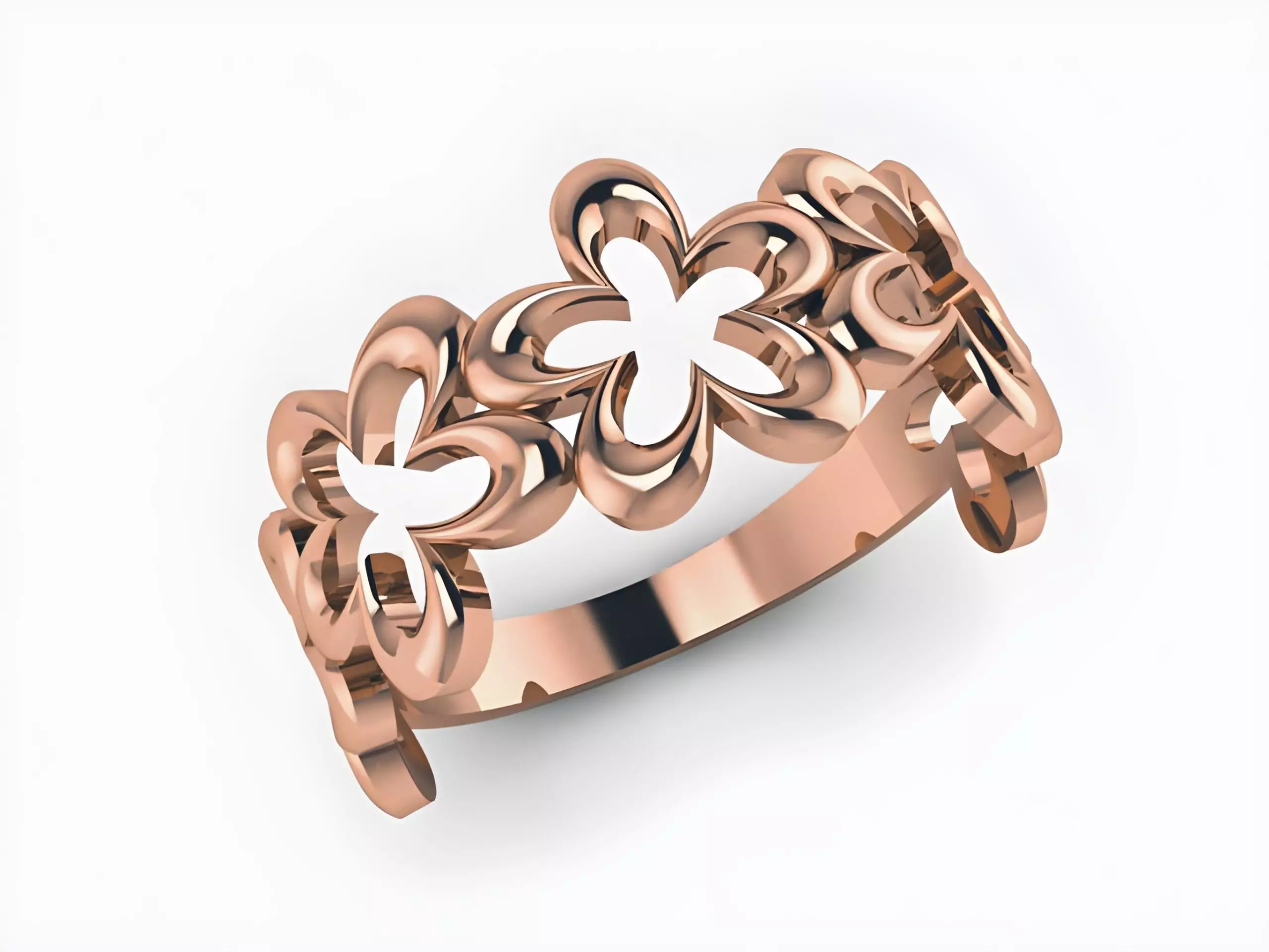 Flower Plain Gold Band Ring 3D print model