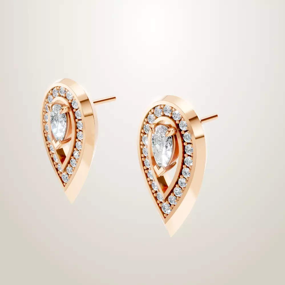 Messika Fiery collection earring and ring 3D print model_7