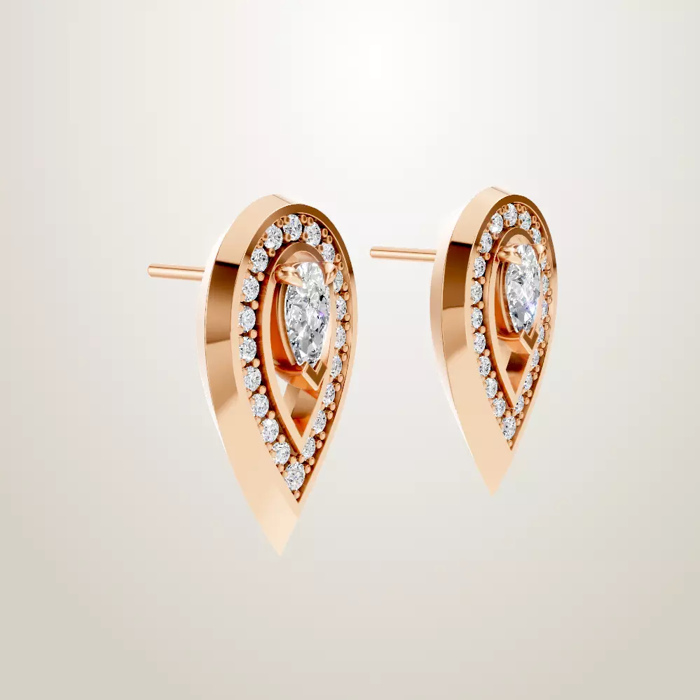 Messika Fiery collection earring and ring 3D print model_3