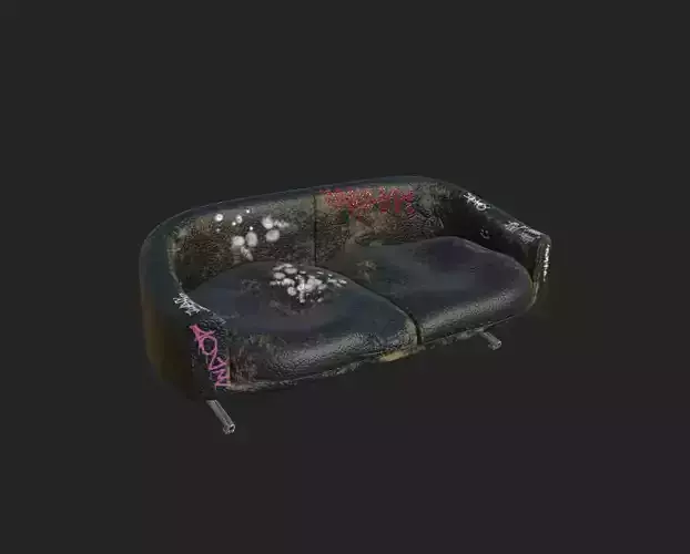 old tagged doble sofa Low-poly 3D model