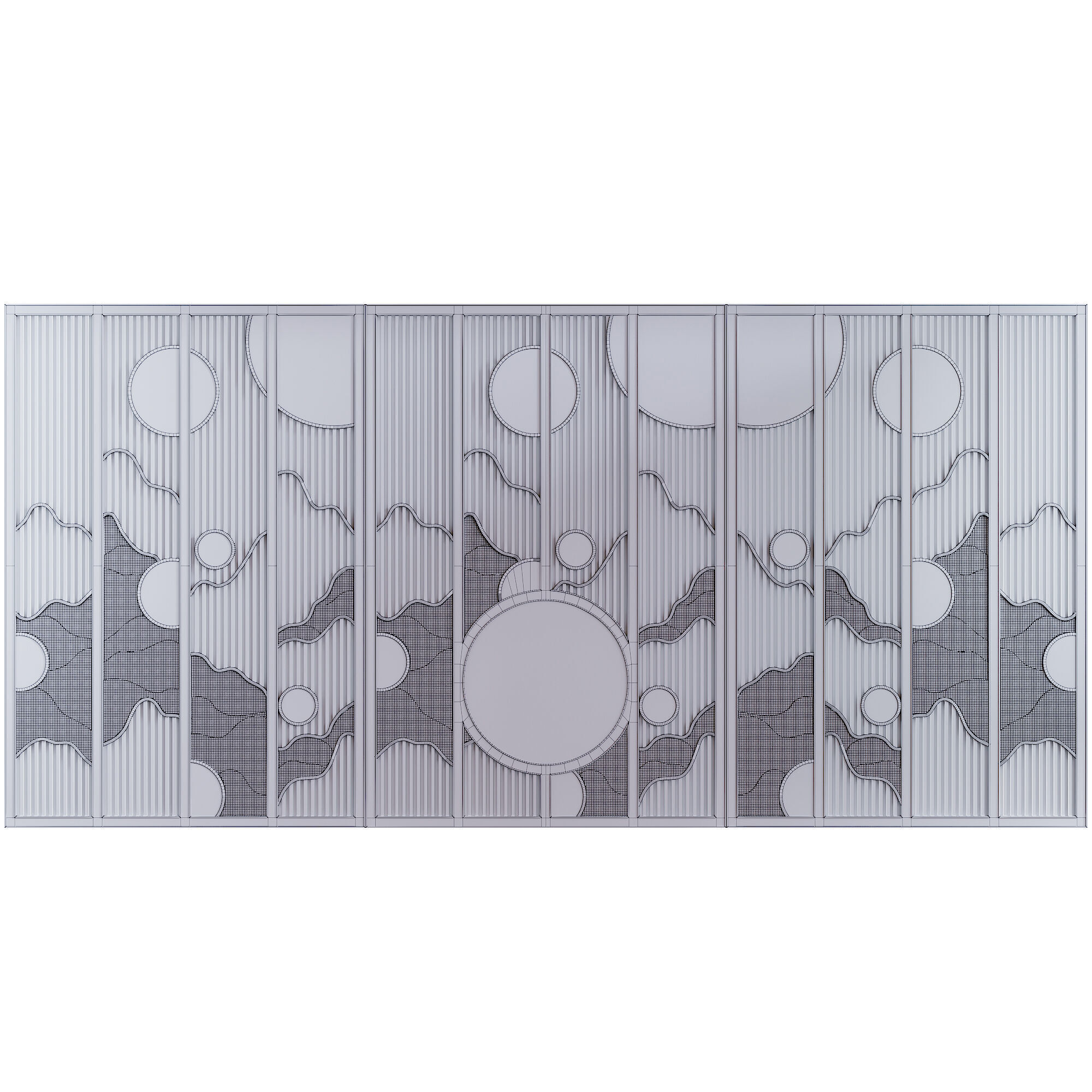 Asian style screen panel 3D model_3