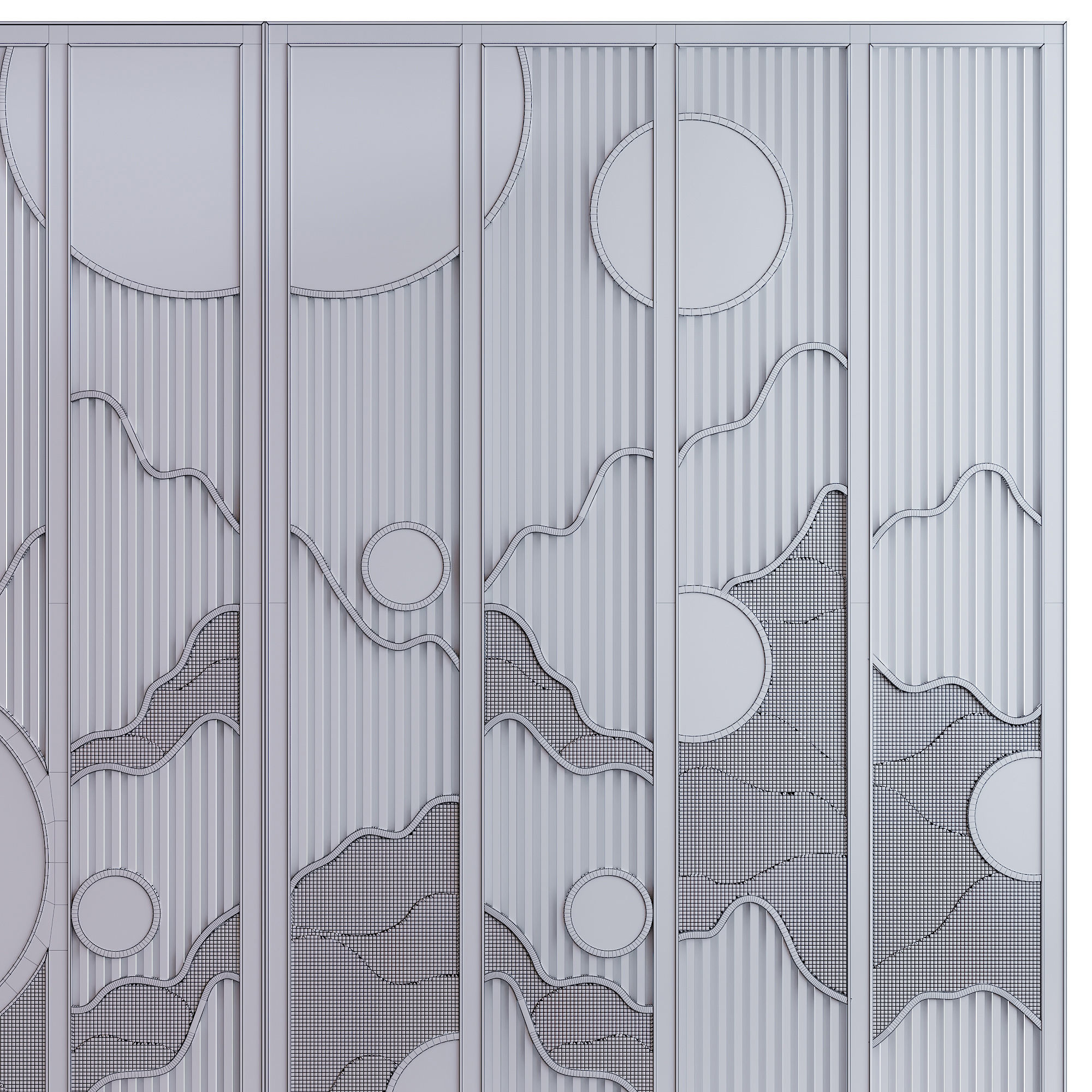 Asian style screen panel 3D model_4