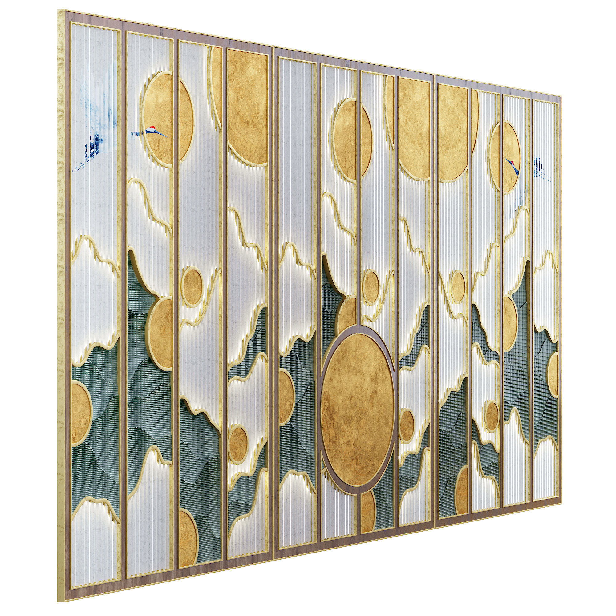 Asian style screen panel 3D model_1
