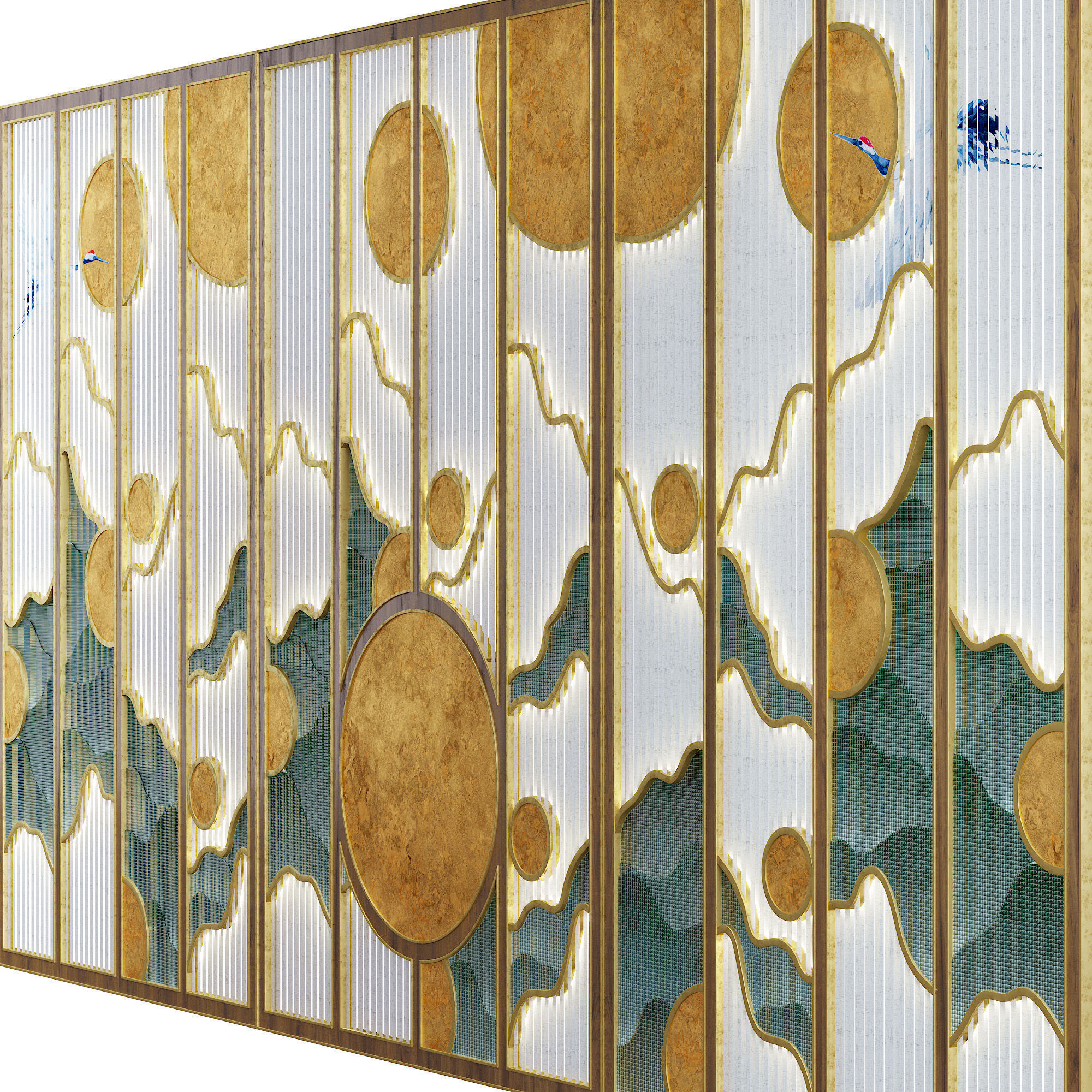Asian style screen panel 3D model_2