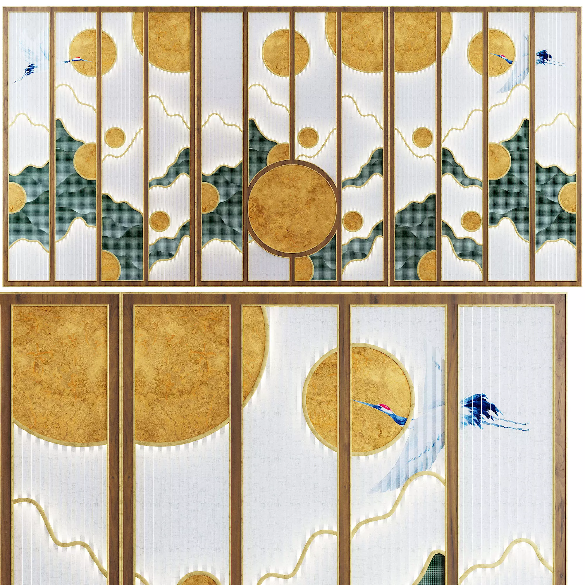 Asian style screen panel 3D model_0