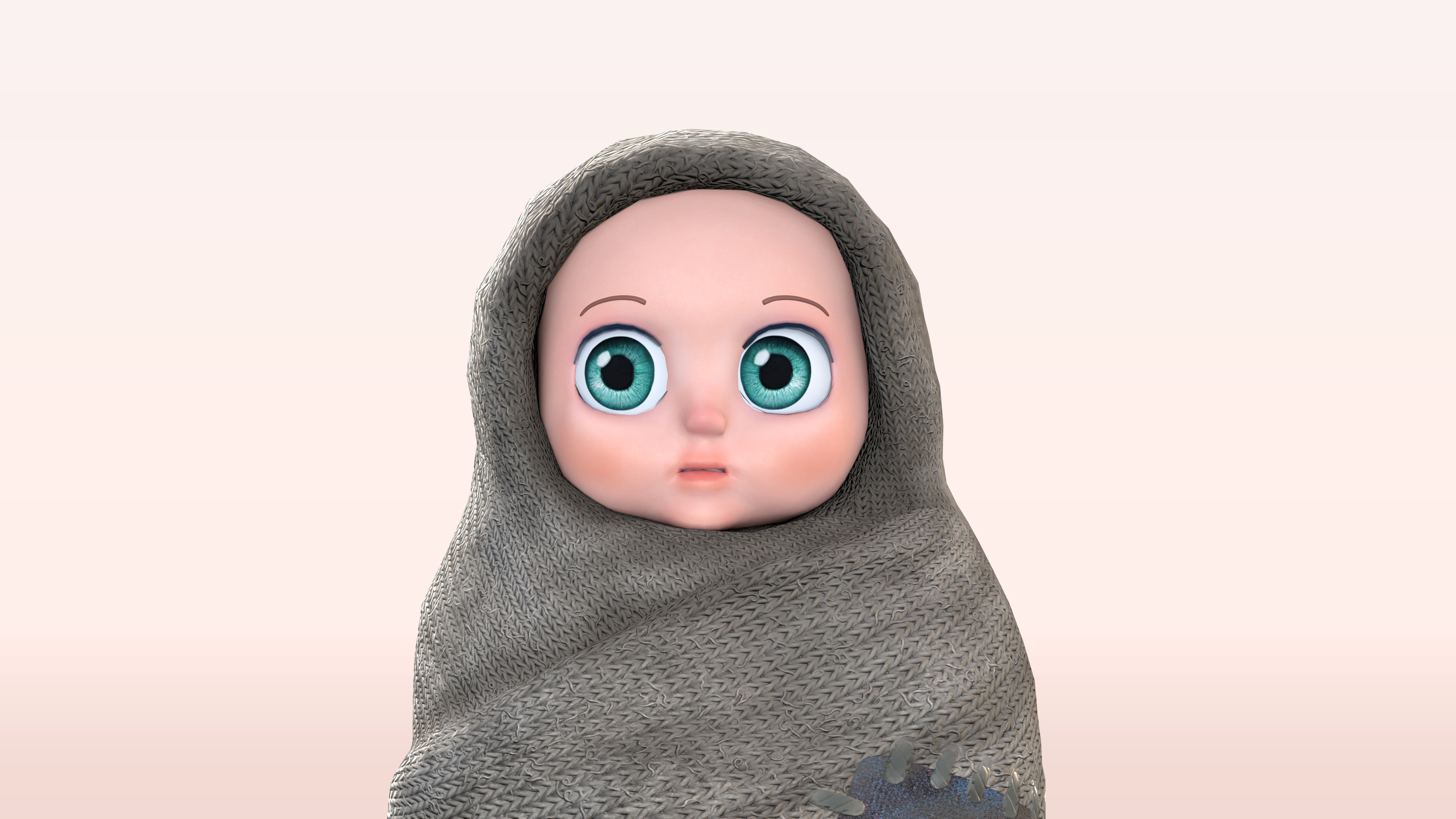 Cartoon Wrapped Baby - 3D Model Poor and Normal Skins Low-poly 3D model_4