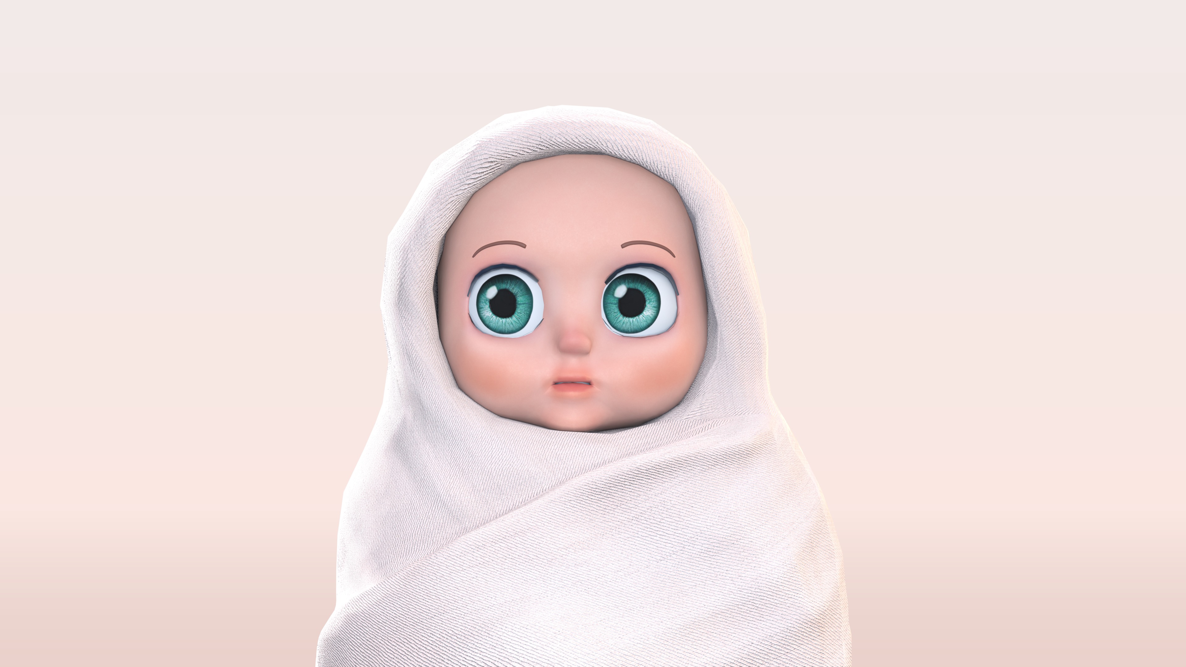 Cartoon Wrapped Baby - 3D Model Poor and Normal Skins Low-poly 3D model_7