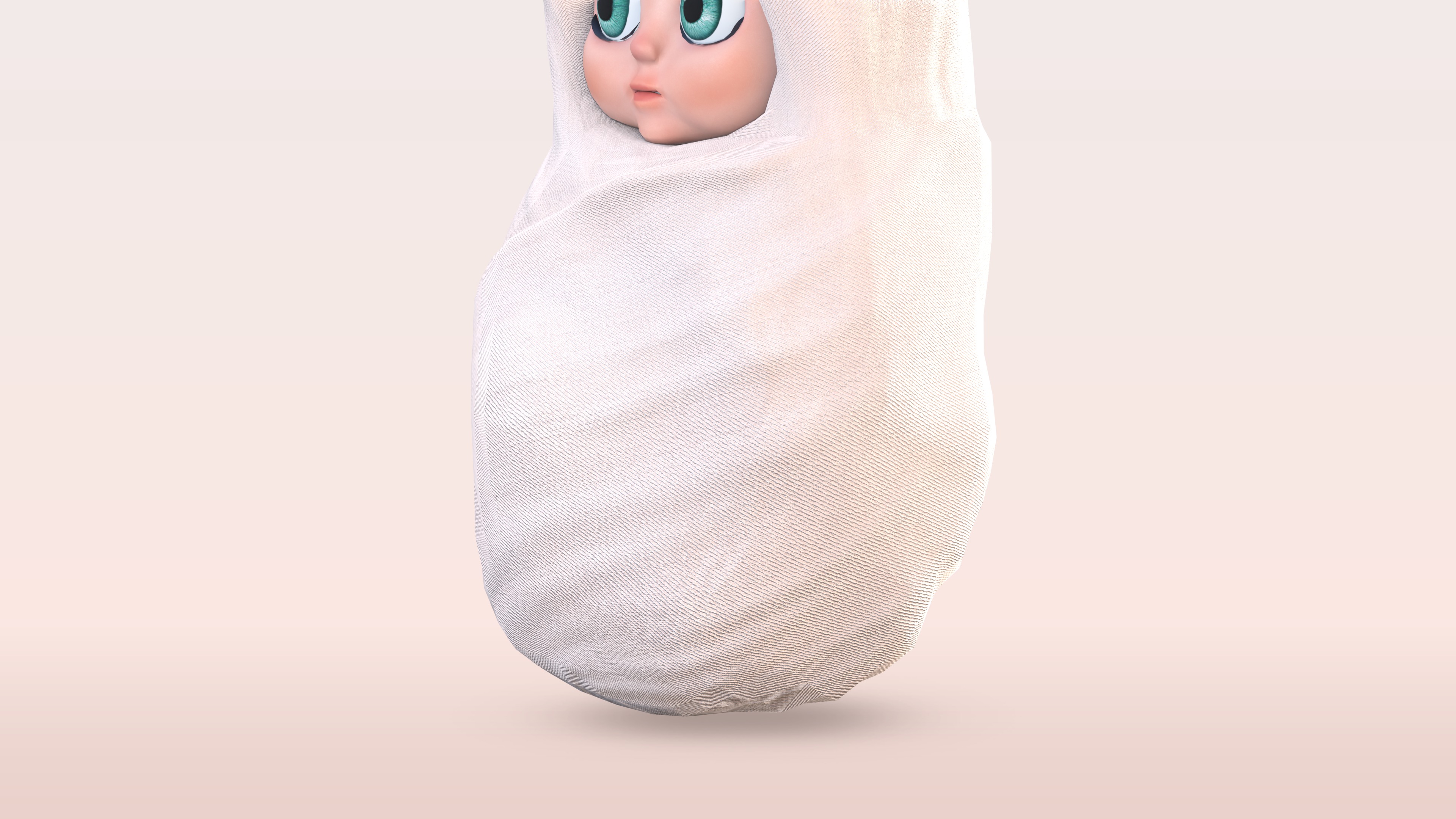Cartoon Wrapped Baby - 3D Model Poor and Normal Skins Low-poly 3D model_9